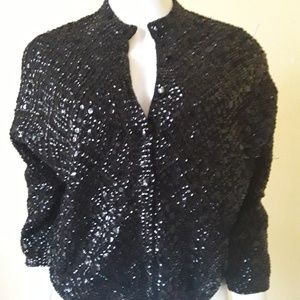 Gorgeous Vintage 50s Black Sequin Cardigan by Embe